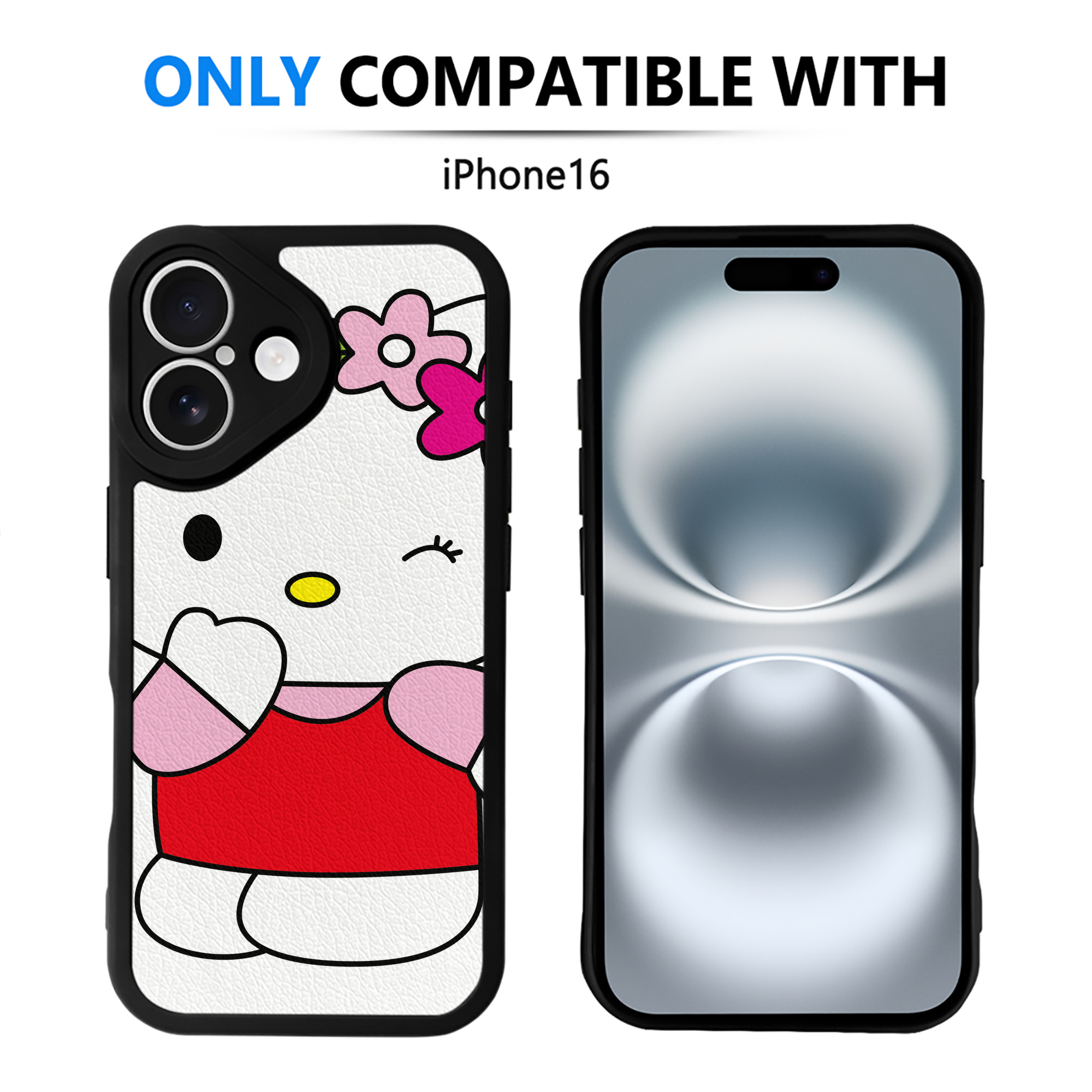 （画像用） Hello Kitty ハローキティ 【iPhone 16シリーズ対応】シリコンスマホケース（レザー調） 材質：シリコン